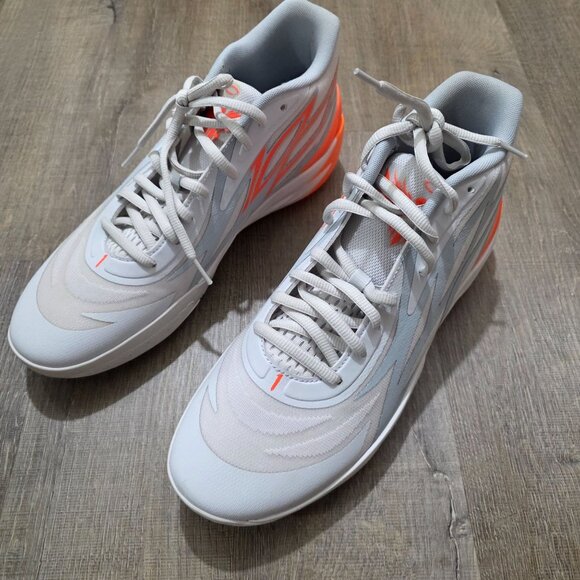 PUMA MELO Basketball Shoes Men’s 13 Grey Orange New Open Box - Picture 1 of 9